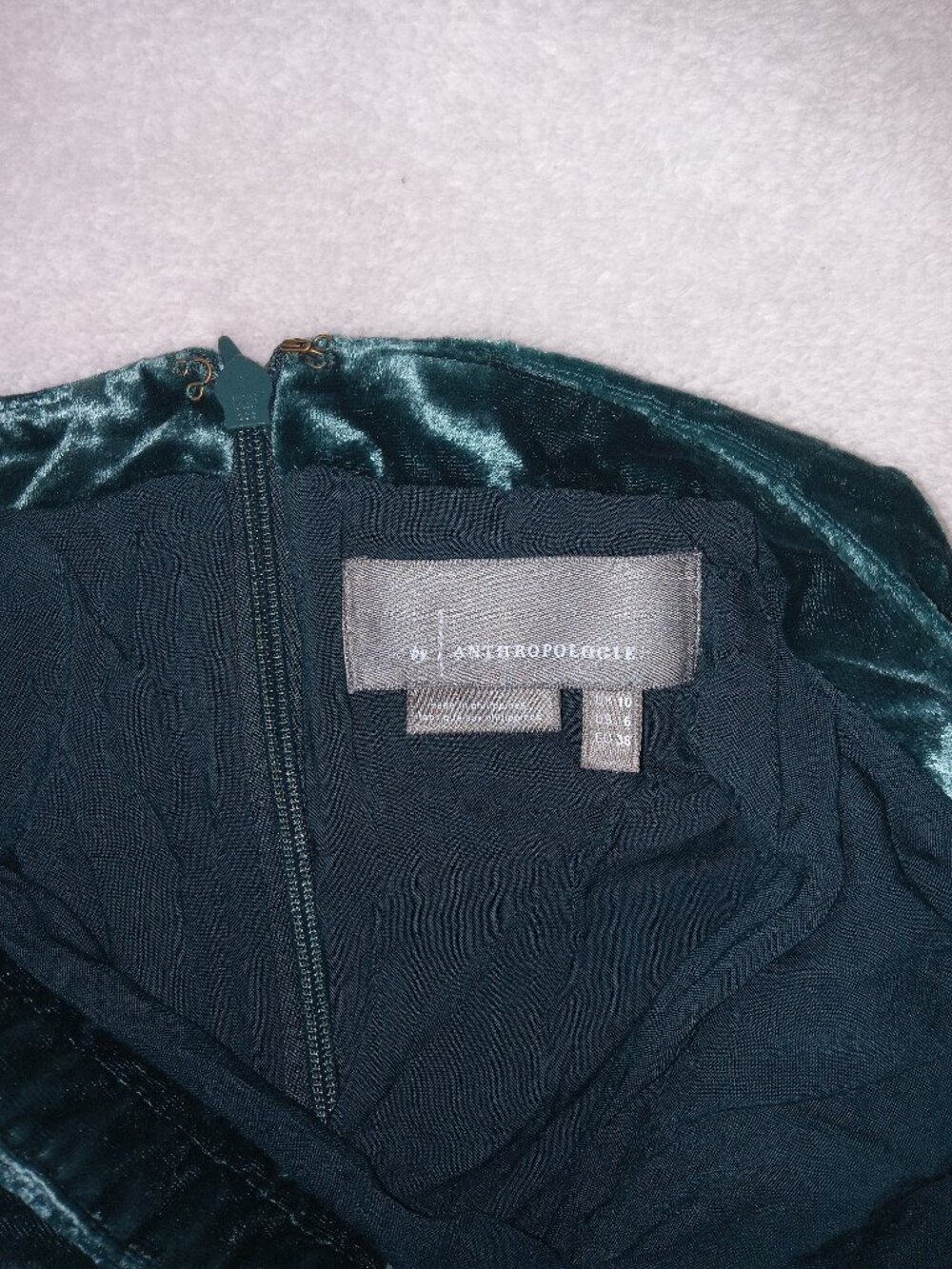 Anthropologie Velvet Mini Skirt Teal Green Ruched Front Womens Size 6 Holiday - Picture 8 of 11
